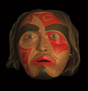 Northwest Coast Mask, Johnny Johns Mask, Aniline Pigmented Mask, Contemporary Native American Mask, 1960s Northwest Coast Mask