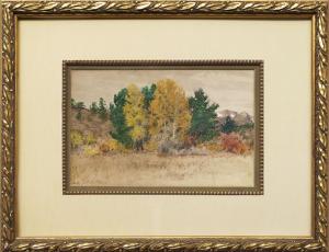 Charles Partridge Adams, "Untitled (Trees in Autumn, Colorado)", mixed media, c. 1900 for sale purchase consign auction denver Colorado art gallery museum