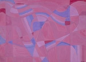 Hilaire Hiler, "Untitled (Pink Study)", mixed media, 1960 constructivist painting fine art for sale purchase buy sell auction consign denver colorado art gallery museum       