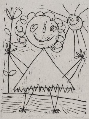 Edward Marecak, A Little Girl, woodcut, Woodblock,1940, 1950, 1960, 1970, Print, modernist, midcentury, modern, abstract, Art, for sale, Denver, Colorado, gallery, purchase, vintage, black, white