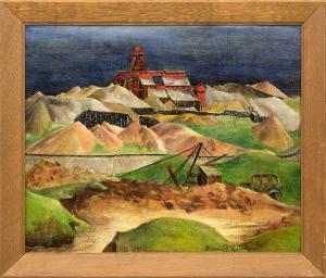 Eldora Lorenzini Fitzhugh Mine, near Leadville, Colorado historical modernist landscape oil Fitzhugh Mine, near Leadville, Colorado