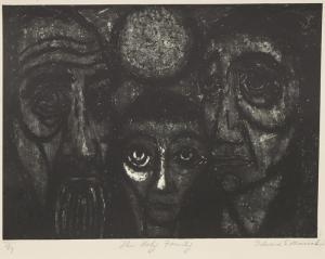 Edward Marecak, The Holy Family, lithograph, black, white, 1940, 1950, 1960,1970, Print, modernist, midcentury, modern, abstract, Art, for sale, Denver, Colorado, gallery, purchase, vintage