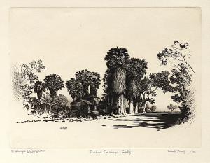 George Elbert Burr, Palm Springs, California , Desert Set, etching, circa 1921, engraving, fine art, for sale, denver, gallery, colorado, antique, buy, purchase