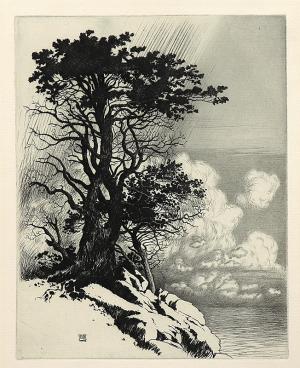 George Elbert Burr, Coast at Monterey, California, etching, circa 1925, engraving, fine art, for sale, denver, gallery, colorado, antique, buy, purchase