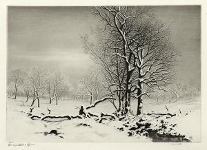George Elbert Burr, Winter, etching, circa 1920, engraving, fine art, for sale, denver, gallery, colorado, antique, buy, purchase