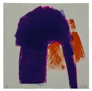 Wilma Fiori, Orange and Purple Abstraction, 1/1)", monotype, print, vintage, 1990, art, for sale, buy, denver, colorado, art gallery