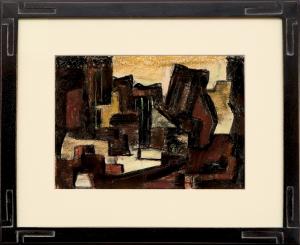 Emil Bisttram, Waterfall, new mexico modernist painting, semi abstract