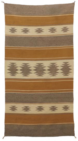 Navajo Rug, Chinle, Revival, banded, arizona, ivory, white, camel, brown, gray,  Dine, Art, for sale, Denver, Colorado, gallery, purchase, vintage, textile, weaving, antique, native American, American Indian, southwest, wool 