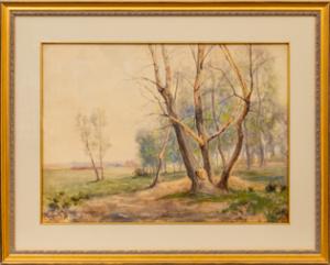 Alexis Comparet, Spring Trees, Near Denver, Colorado, watercolor, 1888, landcape, painting, 19th century, Fine art, art, for sale, buy, purchase, Denver, Colorado, gallery, historic, antique, vintage, artwork, original, authentic, compera, alexis 
