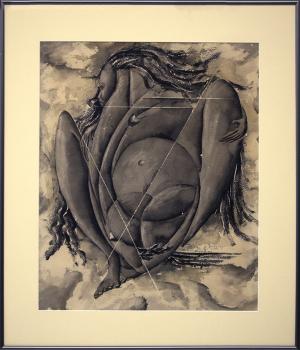 Charles Ragland Bunnell, "Birth", watercolor, 1943 painting fine art for sale purchase buy sell auction consign denver colorado art gallery museum    