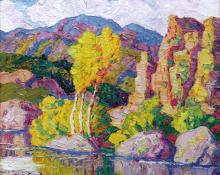 Sven Birger Sandzen, "Big Thompson Canyon, Estes Park, Colorado", oil, 1932