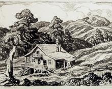 sandzén, Sven Birger Sandzen, "A Mountain Studio, edition of 100", lithograph, 1934