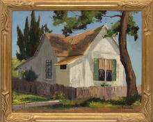 Jon Blanchette, "Old Field Home in Capitola (206 Central Avenue)", oil, circa 1955 for sale purchase consign auction denver Colorado art gallery museum