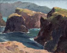 Jon Blanchette, "Untitled (California Cliffs and Sea)"1950s oil painting fine art for sale purchase buy sell auction consign denver colorado art gallery museum