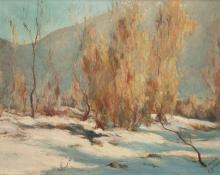 Moritz F. Krieg, "Untitled (Mountains in Winter)", oil, c. 1930