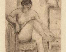 Edgar Britton, "Untitled (Seated Nude)", etching, c. 1940 painting for sale