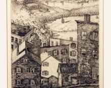 William H. MacReady, "Looking across the Hudson from Rondout, Kingston, New York", etching, c. 1935
