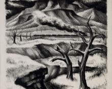 Kenneth Warnock Evett, "Untitled (Colorado Landscape)", lithograph, 1937