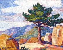 Sven Birger Sandzen, "The Old Pine, Manitou, Summer, 1920", oil, 1920