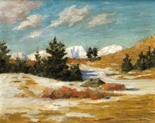 Dean Babcock, "Winter, Estes Park", oil, 1911 painting for sale