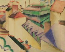 George Biddle, "Untitled (Village)", mixed media, October 5, 1924