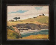 Jon Blanchette, "Untitled (Southern California Coast)", oil, c. 1955, painting, for sale purchase consign auction denver Colorado art gallery museum 