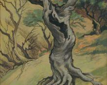 Jenne Magafan, "Old Tree", gouache on paper, c. 1942
