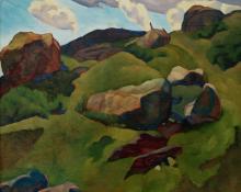 Ross Eugene Braught, "Untitled (Hills and Rocks)", oil on canvas, c. 1935 painting for sale