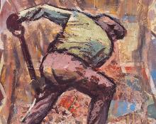 Paul Kauvar Smith, "Untitled (Worker)", oil, c. 1945