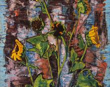 Paul Kauvar Smith, "September Sunflowers", oil, c. 1955