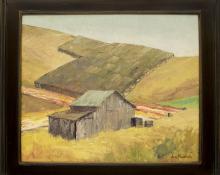 Jon Blanchette vintage landscape oil painting barn and fields california painting fine art for sale purchase buy sell auction consign denver colorado art gallery museum   