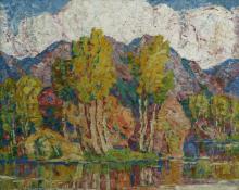 Sven Birger Sandzen, "Aspens", oil on canvas, 1925