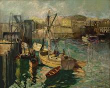 Richard Hayley Lever, "Gloucester Harbor", oil on canvas, c. 1920