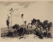 George Elbert Burr, "A Road in the Campagna, Rome (To Jack Foster, From G.E. Burr 12/10/28)", etching, c. 1905