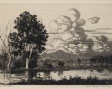 George Elbert Burr, "Arizona Canal, Evening", etching, c. 1925 painting for sale