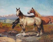 Raphael Lillywhite, "Untitled (Horses)", oil on canvas, c. 1930