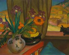 William Penhallow Henderson, "Iris and Poppies", oil, c. 1925
