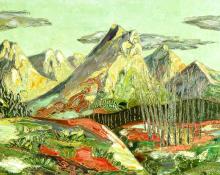 Mary Cameron Lawrence, "Untitled (Rocky Mountains)", oil, c. 1945