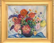 Kenneth Miller Adams, "Mixed Bouquet", oil, circa  1930 painting fine art for sale purchase buy sell auction consign denver colorado art gallery museum