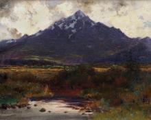 Charles Partridge Adams, "Tornado Peak, Ten Mile Range - Leadville District, from near Dillon, Colo.", oil on canvas, c. 1905 painting for sale