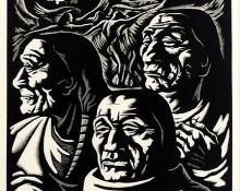 Howard Norton Cook, "Eagle Dance, edition of 200", woodcut, 1942