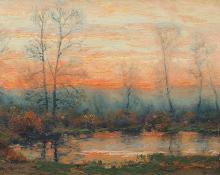 Charles Partridge Adams, "Fall Sunset (Colorado)", oil, c. 1905 painting for sale