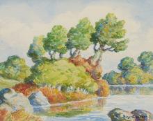 sandzén, Sven Birger Sandzen, "Autumn Chord (Smoky Hill River) Kansas", watercolor, 1952