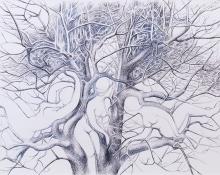 Ross Eugene Braught, "Tree Spirits", ink, 1976