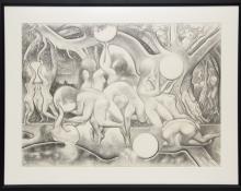 Ross Eugene Braught, "Nude figures in landscape", graphite, 1971 painting fine art for sale purchase buy sell auction consign denver colorado art gallery museum
