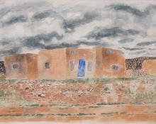 Ward Lockwood, "Untitled (Adobe)", watercolor on paper, 1940