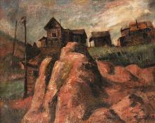 Suzanne Schweig Martyl, "Untitled (Mountain Town, Colorado)", oil, 1942