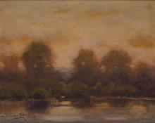 Charles Partridge Adams, "Untitled (Evening along the Front Range, Colorado)", watercolor, early 20th century painting fine art for sale purchase buy sell auction consign denver colorado art gallery museum  