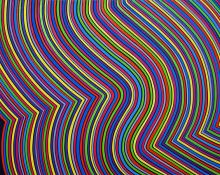 Edward Goldman, "Stripes in Motion", acrylic, March 1991 painting for sale purchase auction consign denver colorado art gallery museum