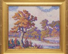 Sven Birger Sandzen, "Smoky River (Kansas)", oil painting, 1926 - Sandzén framed